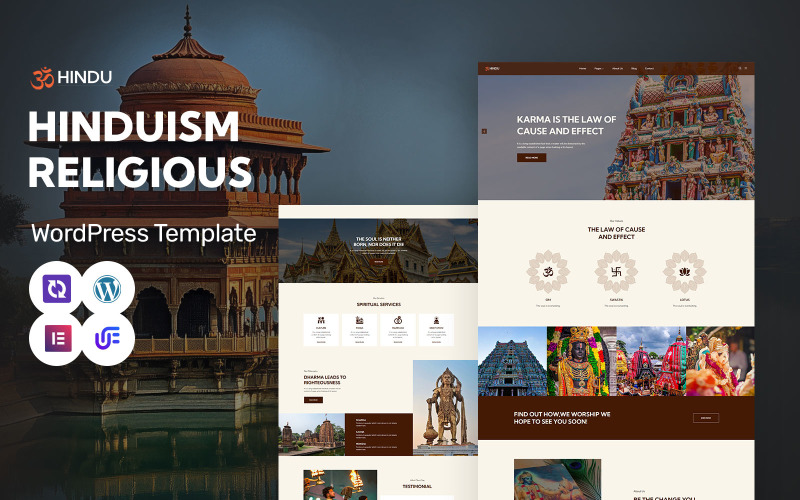 Hindu - Hinduism Religiös och andlig tillbedjan WordPress Elementor-tema