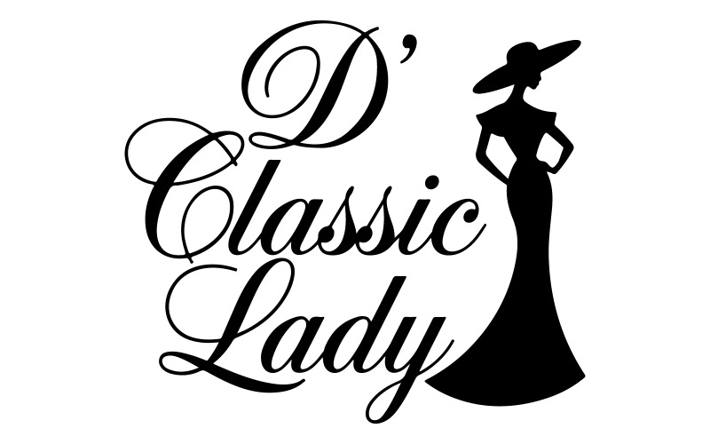 silhouette of a woman in a classic dress and hat