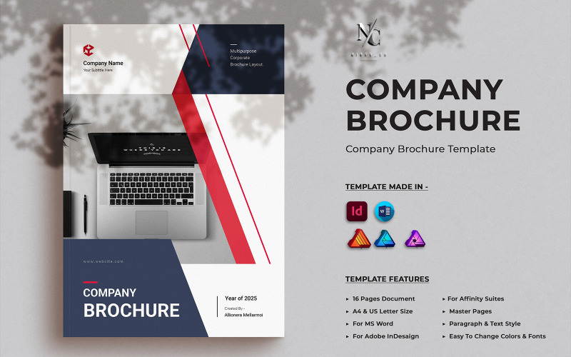 Bedrijfsbrochure sjabloon voor InDesign, MS Word, Affinity