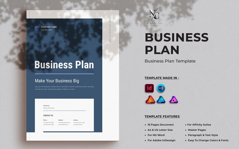 Business Plan Template for InDesign, MS Word, Affinity