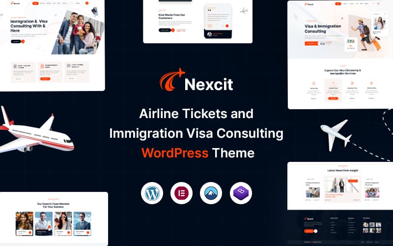 Nexcit – Bilety lotnicze i konsultacje wizowe imigracyjne Motyw WordPress