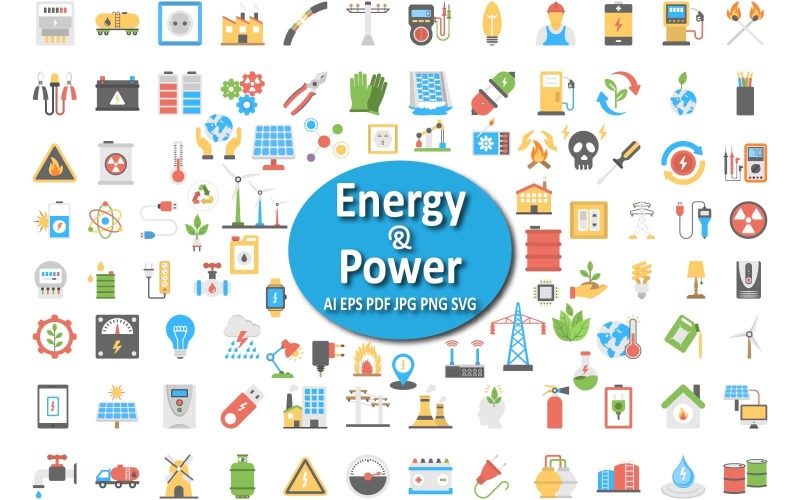 Comprehensive Energy & Power Icons Collection for All Industries