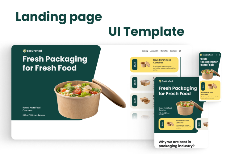 EcoCrafted — Kraft Food Containers Shop Minimalistic Landing page UI Template