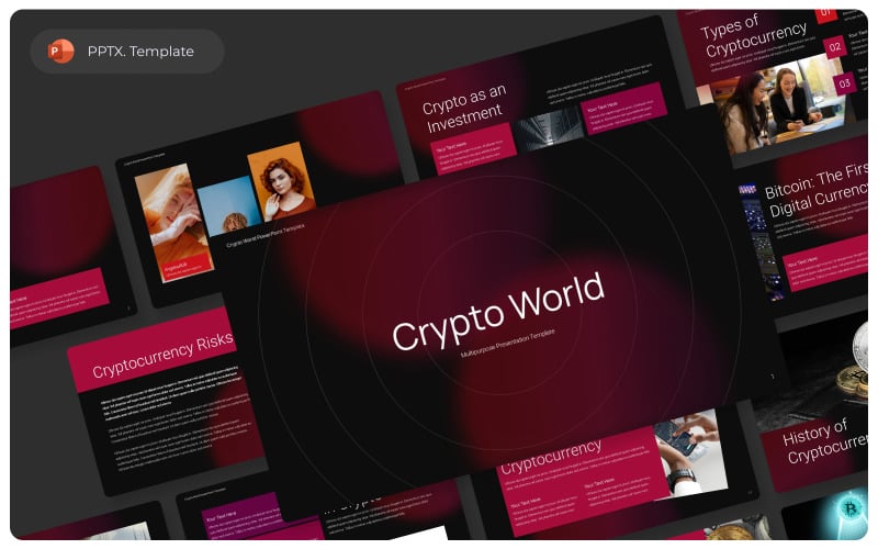 Modelo de apresentação do PowerPoint sobre o mundo criptográfico