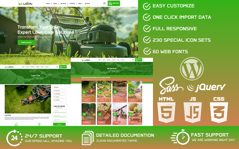 Lawnify - WordPress-thema voor gazonmaaien en landschapsarchitectuur