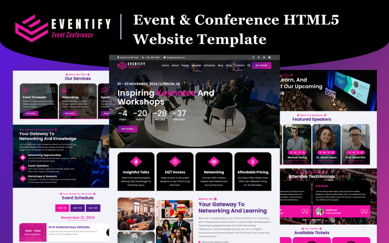 Eventify – Esemény és konferencia HTML5 webhelysablonja