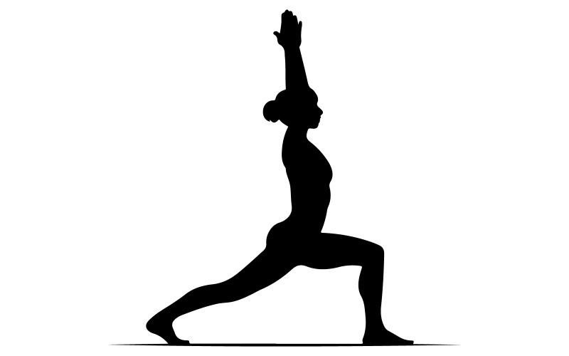 Silhouet van een persoon in krijger yoga pose