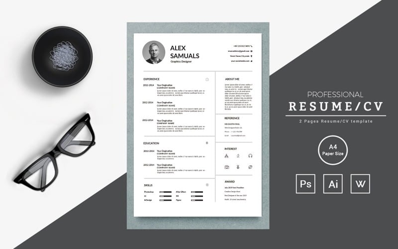 Alex Samuals Clean and ats Resume sablon