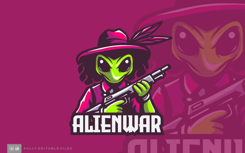 Alien Gun War Logo Templates free