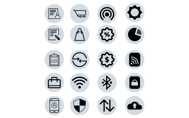 20 Icons - Minimalistische vector icon set. Social media & Online merk