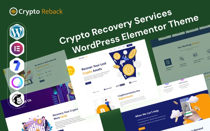 Crypto Reback - Motyw WordPress Elementor dla usług odzyskiwania kryptowalut