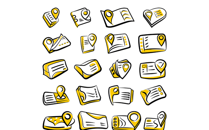 Address-card icon with doodle style bundle