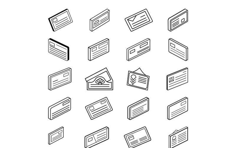 Address-card icon with line art style bundle