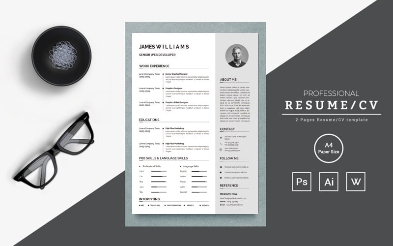 Jamers willim clean and creative resume template