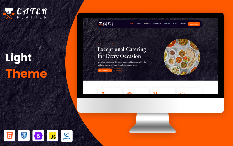 Cater Platter - Een pagina catering website sjabloon