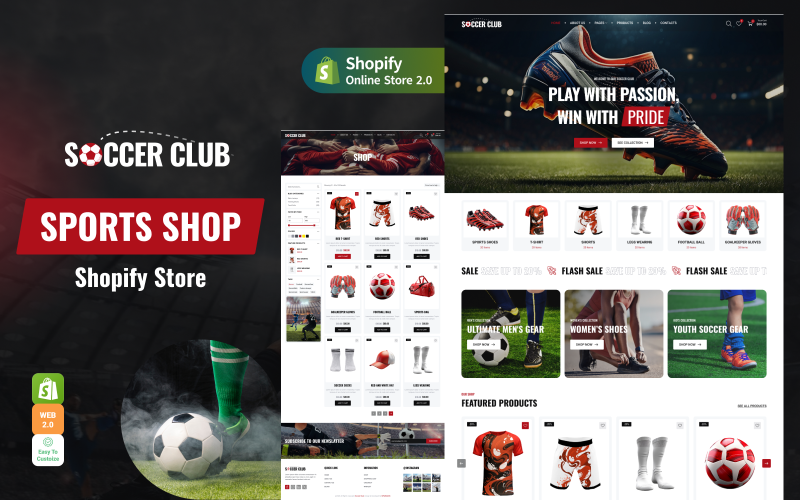 Klub piłkarski - sklep sportowy dla piłki nożnej i futbolu Shopify Theme