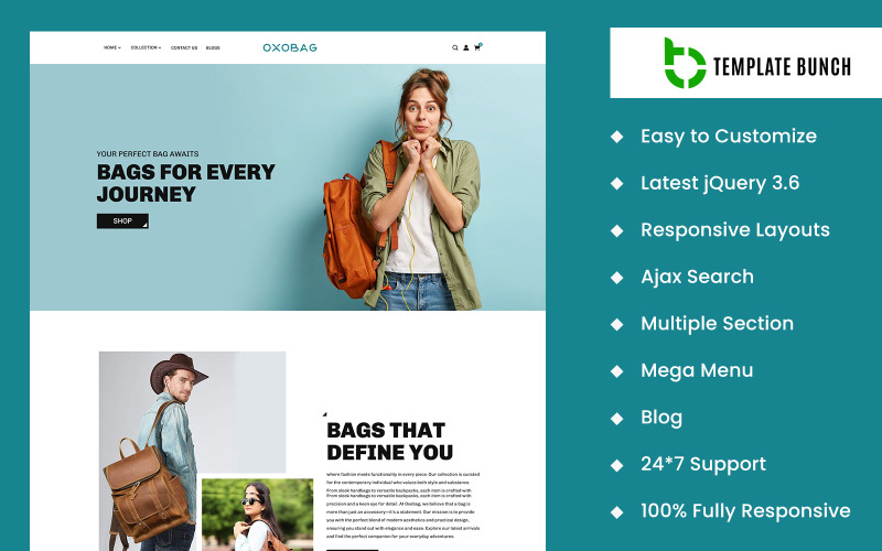 Oxobag — адаптивная тема Shopify для электронной коммерции