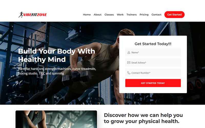 VibeFitZone - Mobile-Friendly Gym Landing Page Template