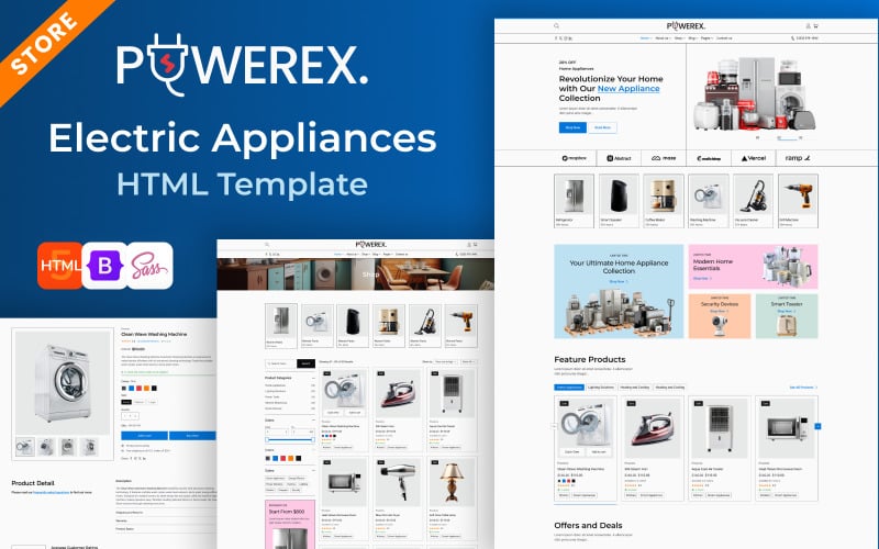 PowerEx - Elektronikbutik HTML-webbplatsmall