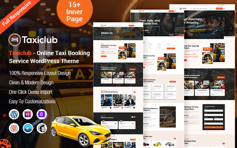 Taxiclub - Online služba rezervace taxi WordPress Téma