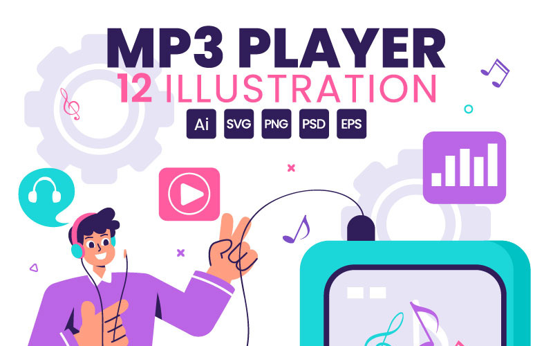 12 Illustration de lecteur de musique MP3