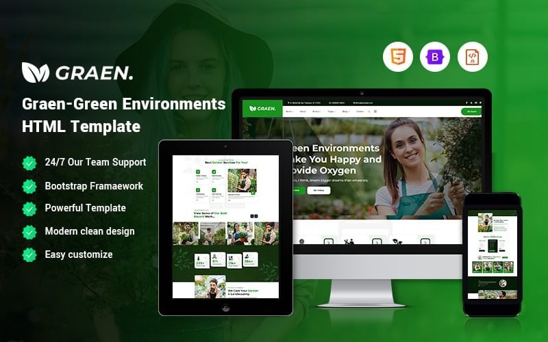 Graen – Plantilla para sitio web de entornos verdes