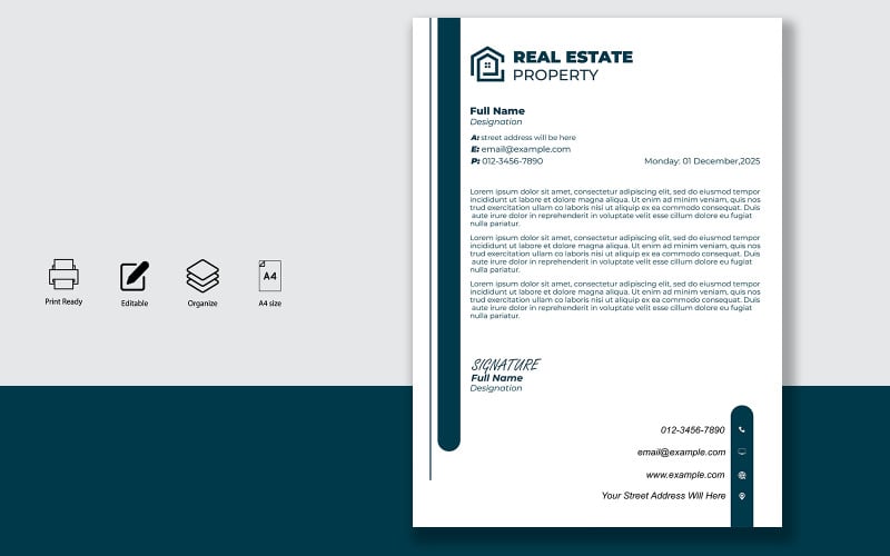 Letterhead Design Template for Official Letters - Product - 013