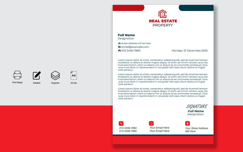 Letterhead Design Template for Official Letters - Product - 015