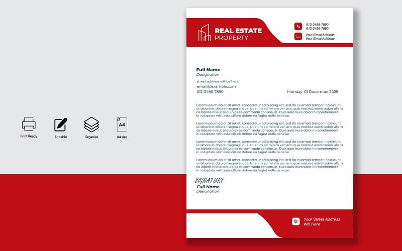 Letterhead Design Template for Official Letters - Product - 018