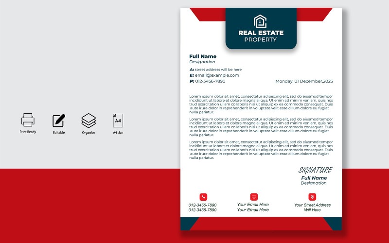 Letterhead Design Template for Official Letters - Product - 019