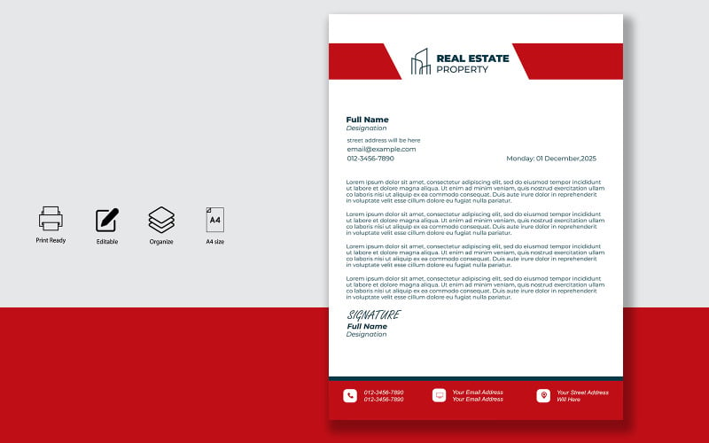 Letterhead Design Template for Official Letters - Product - 020