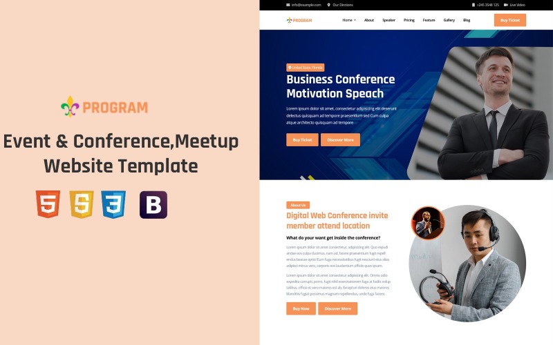 Program - Event & Konferens, Meetup Planning Landing Page Mall