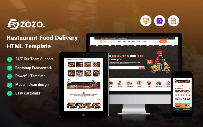 Zozo - Modèle de site Web de livraison de repas pour restaurant