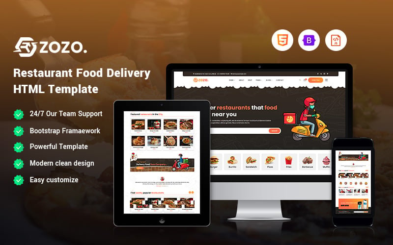 Zozo - Modelo de site de entrega de comida de restaurante