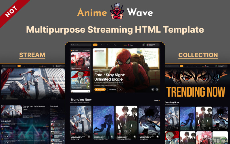 Anime Wave - HTML-webbplatsmall för anime, manga och k-popfilmer