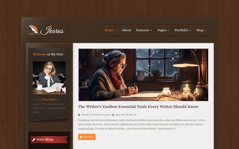 Ikarus Writer Author and Literature Template