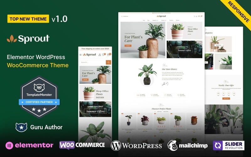 Sprout - Thème réactif Elementor WooCommerce pour pépinière et magasin de plantes