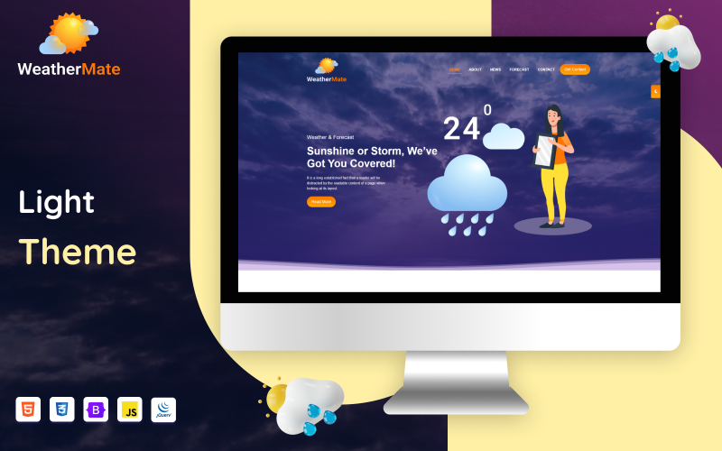 Weather Mate | Einseitige Website-Vorlage für Wettervorhersagen