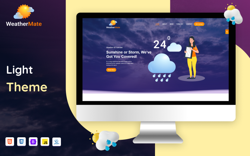 Weather Mate | Modello di sito Web di previsioni meteo di una pagina