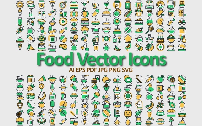 Food Icons for Design From Gourmet Meals to Everyday Snacks