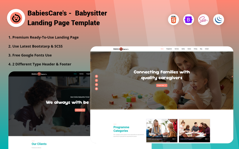 BabiesCare's - Modello di pagina di destinazione per babysitter