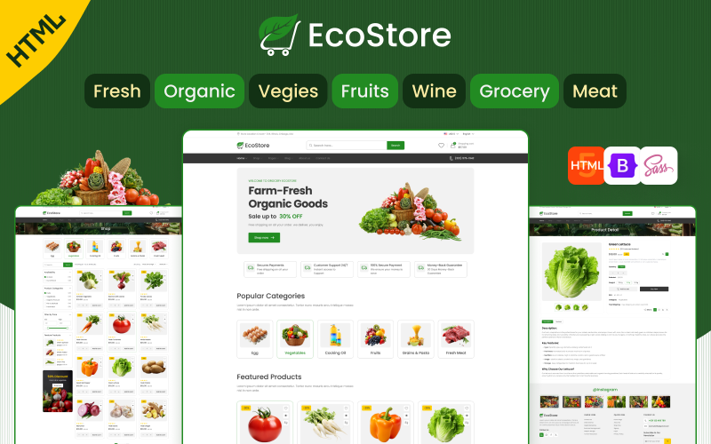 EcoStore - HTML-шаблон веб-сайта интернет-магазина продуктов питания и органических продуктов