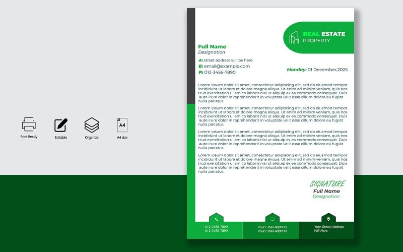 Letterhead Design Template for Official Letters - Product - 033