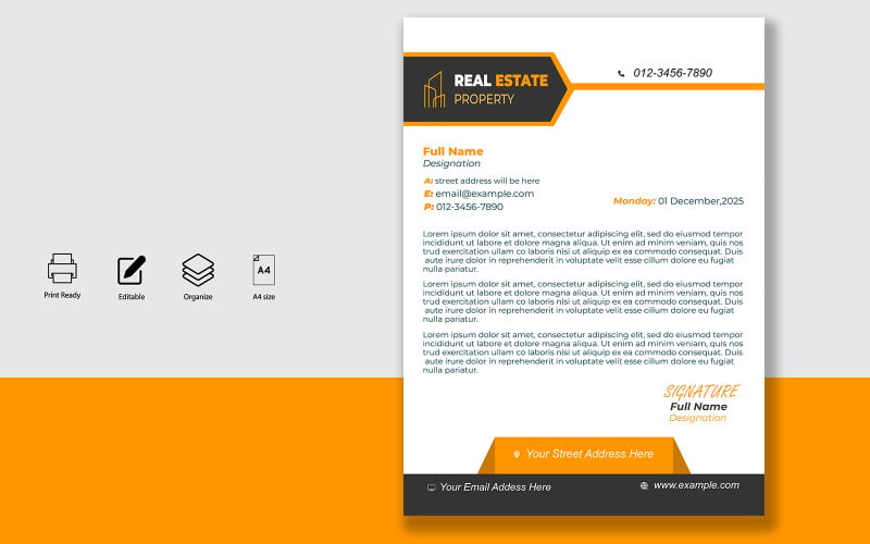 Letterhead Design Template for Official Letters - Product - 035