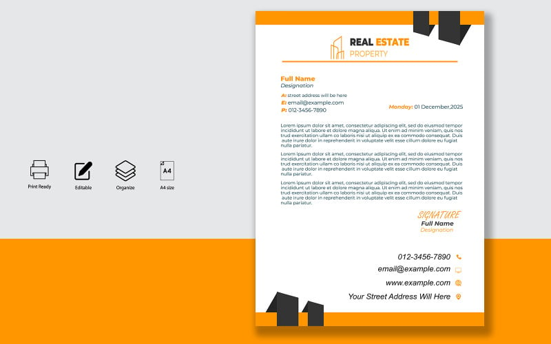 Letterhead Design Template for Official Letters - Product - 037