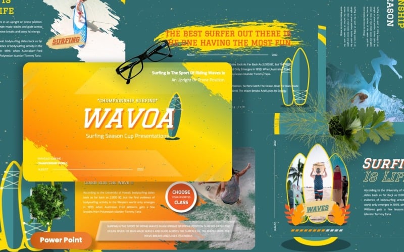 Wavoa - Surfen Sport Powerpoint Sjablonen