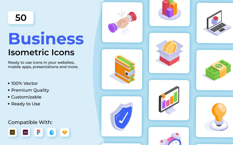 Business Isometric Vector Icons