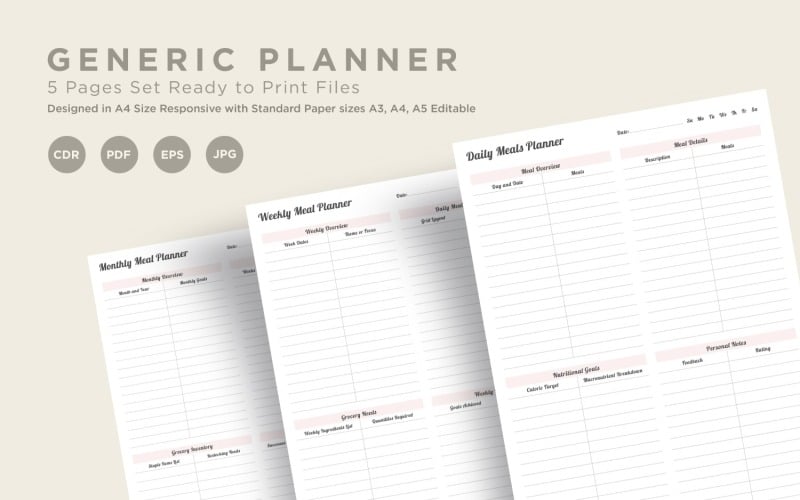 Meal Planning Pages Set V-20