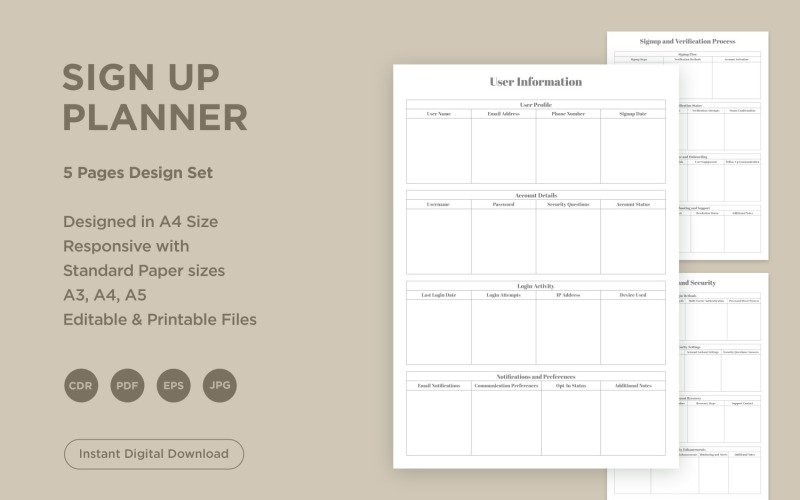 Sign Up Planning Pages Set V-03