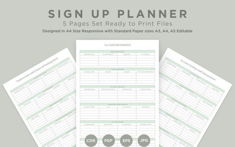 Sign Up Planning Pages Set V-07